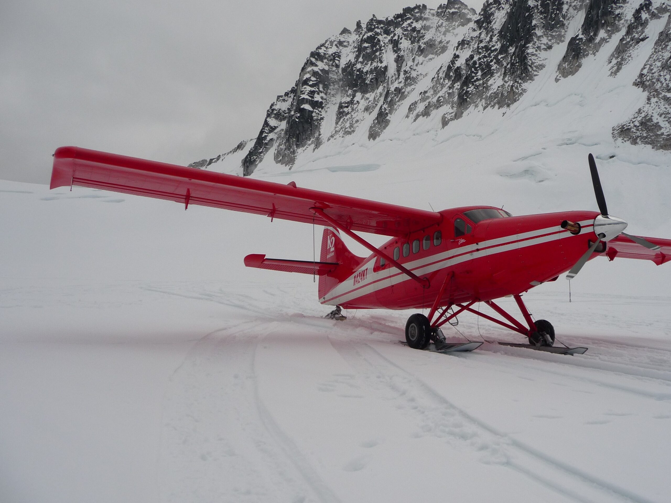 Alaska, Denali Mountain, Mount McKinley, Kleinflugzeug, Gletscher, Schnee, Berge, der Reisekoffer, reisen