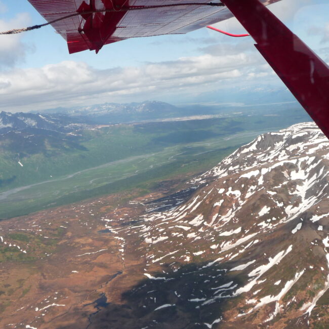 Alaska, Denali Mountain, Mount McKinley, Kleinflugzeug, Tal, Fluss, See, Schnee, Aussicht, der Reisekoffer, reisen