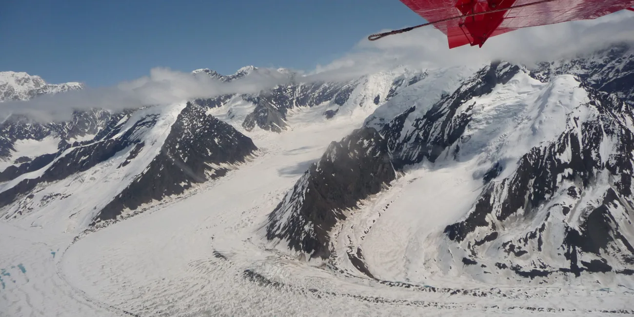 Alaska, Denali Mountain, Mount McKinley, Kleinflugzeug, Gletscher, Schnee, Berge, Aussicht, der Reisekoffer, reisen